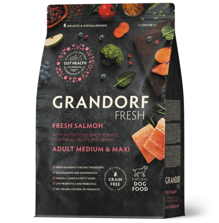 Grandorf Fresh Adult Medium-Maxi Xira Trofi Skulou me Fileta Solomou kai Gukopatata 3kg